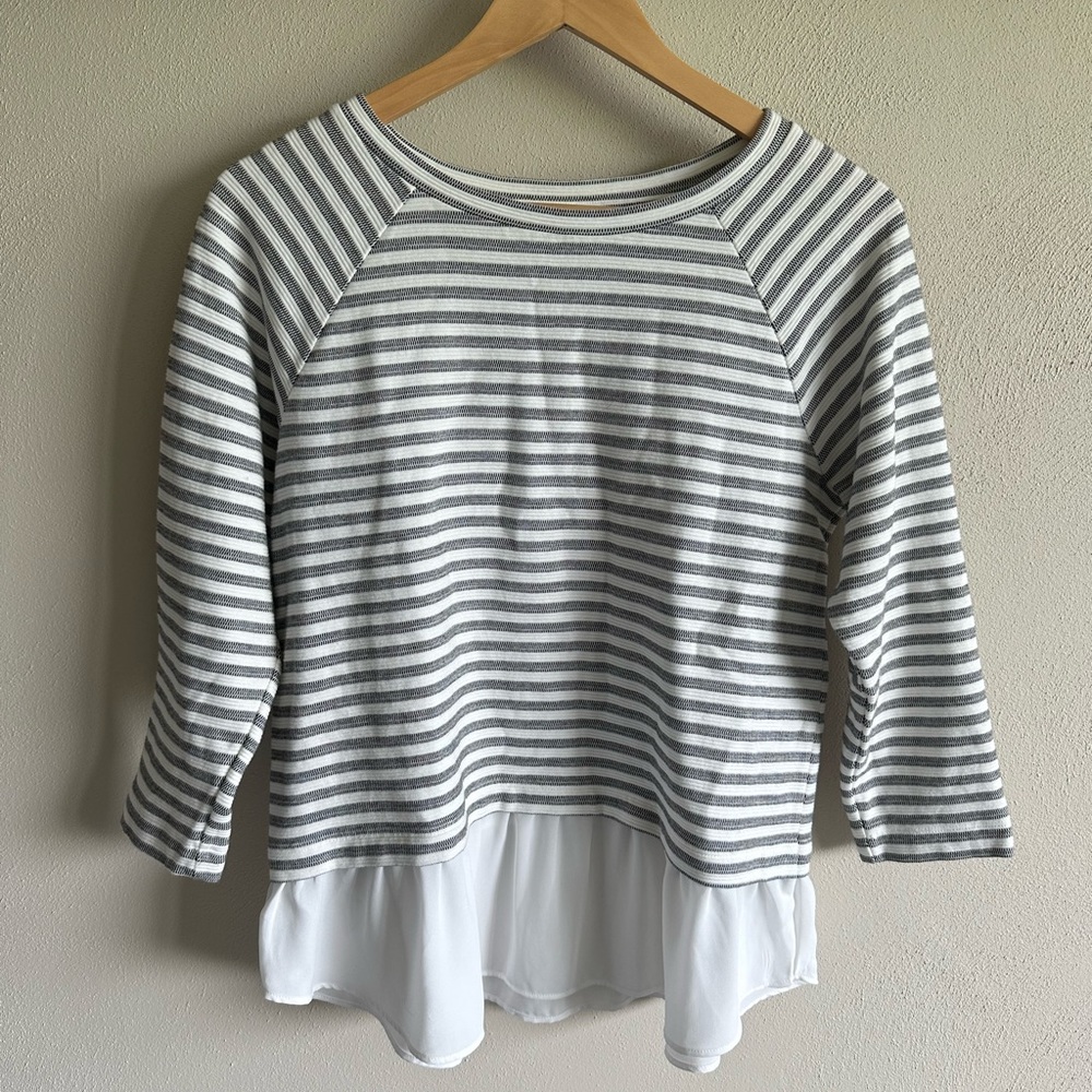 Loft‎ Striped Layered Style 3/4 Sleeve Shirt Women’s Small